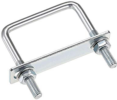 sourcing map 2 Stück Vierkant U-Bolzen Bügelschrauben Bügelbolzen 3-1/4 (82mm) Innenbreite Kohlenstoffstahl M8 mit Muttern, Rahmenplatte runde Unterlegscheiben