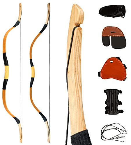 PMZ Archery Recurve Bow Set, 54 High-Performance Horse Bow for Hunting, Right Left Hand Traditional Turkish Bow for Youth Adults Beginners to Advanced Outdoor Practice & Hunting, 20lbs