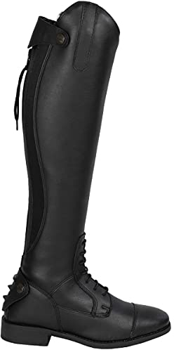 RL24 - Winter Reitstiefel für Damen Calgary – warme Damenstiefel zum Reiten – Stiefel aus Kunstleder mit Teddyfell & Reißverschluss – Winterstiefel in schwarz – Gr. 37 weit