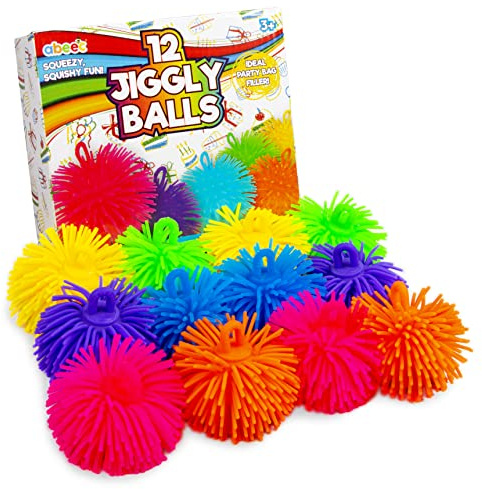 abeec 12 Pack of Jiggly Balls | Squishy Sensory Stress Balls for Kids & Adults | Party Bag Fillers, Fidget Toys & Anxiety Relief
