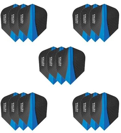 Harrows Retina-Dart-Flights, 5 x Sets (insgesamt 15 Flights), 100 Mikron Dart-Flights, Premium-extra stark, hergestellt in Großbritannien, professionelles Dart-Zubehör, blaue Dart-Flights