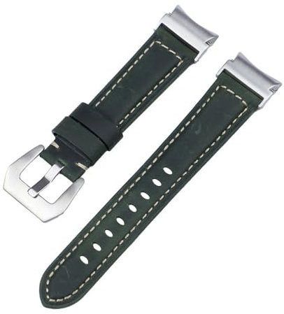 20mm Läderband med snabb passform för Samsung Galaxy Watch 6 5 4 40 44mm klocka 5 pro 45mm för 6/4 klassisk 43 47mm 42 46mm Klockarmband,Grön Silver,för klocka 6 40 44mm