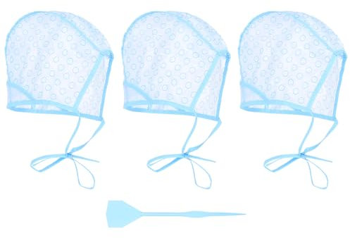 3 Stück Strähnchenhaube, Hervorhebung Kappe Färbung, Haartönungskappe mit Haarfärbepinsel Set, Highlight-Kappen für Haarwerkzeug, Haarfärbung Frosting Dye Kit für Salonfrisuren