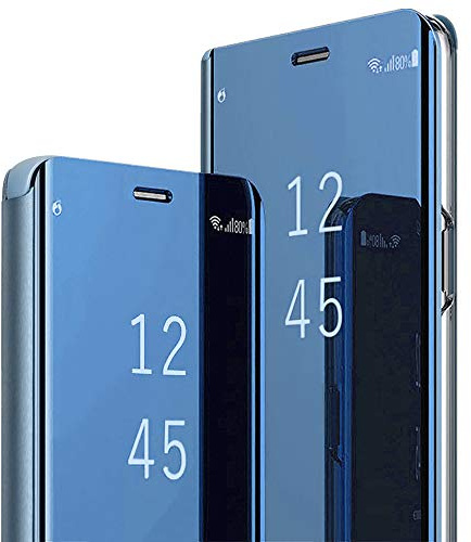 2Buyshop für Samsung Galaxy S25 Hülle Leder Klappbar Flip Original Clear View Spiegel Tasche Stoßfest Lederhülle mit Standfunktion Mirror Case Handyhülle für Samsung S25 5G Case Cover