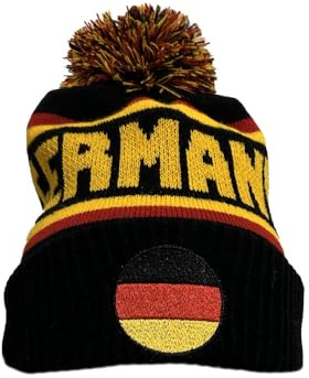 Pom pom nål (Germany) Herr Huvudbonader Vinterhatt för Män - Stickad Mössa Pom Pom Sverige Tyskland Finland Norge - One Size vuxen 100% Akryl
