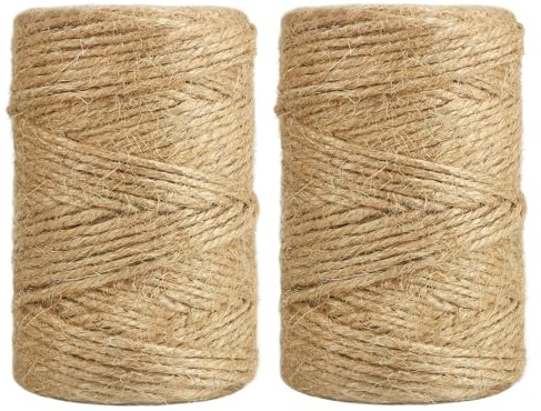 Vivifying Cuerda de Yute de 200 m, 2 Unidades, 2 mm, marrón, para jardín, Fotos, Plantas, Manualidades