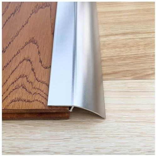Striscia di Transizione per Pavimenti, Piastrelle Laminate Rampe di Soglia, Striscia di Soglia Scanalata Larga 5cm, Riduttore di Sovrapposizione Moquette Piastrelle(Size:110cm/43in,Color:Silver)