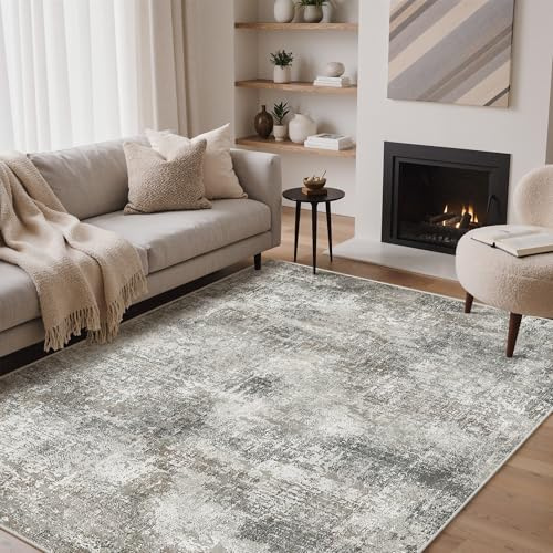 GENIMO Elegant matta med abstrakt mönster i beige och ljusbrun, vardagsrumsmatta med kort lugg 160 x 230 cm tvättbar och halkfri för modernt vardagsrum, dubbelsovrum, matplats