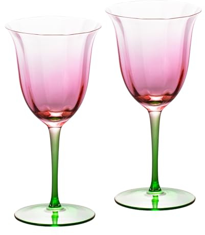 KAMMAK Crystal Red Wine Glasses Set of 2, 9.47 oz Stemmed Glasses, XY001