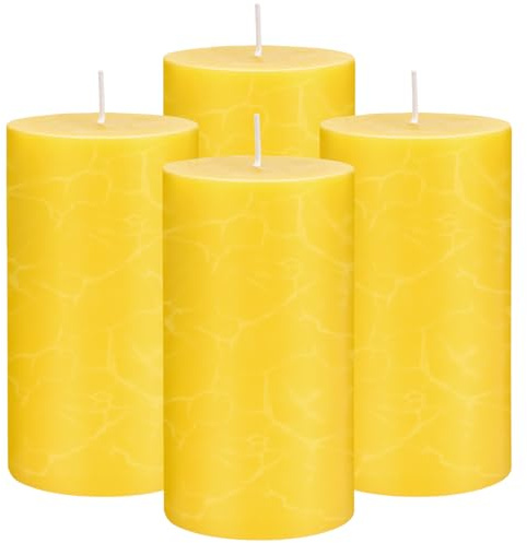 Candela Citronella Grande, 4 Pezzi Candele Colonna,Candele Decorative per Giardino, Terrazza, Terrazza, Durata 120 Ore, Fresca Profumata, Senza Fumo, Senza Gocciolamento