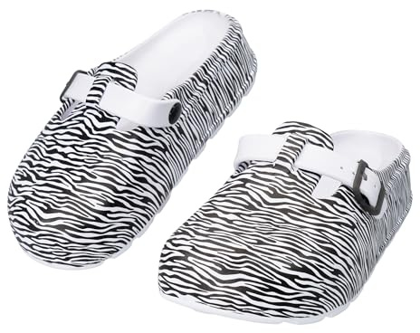 JOMIX Zuecos Mujer Goma con Estampado Animal, Zapatillas Casa para Mujer Cómodos para Interior y Exterior, Sandalias y palas