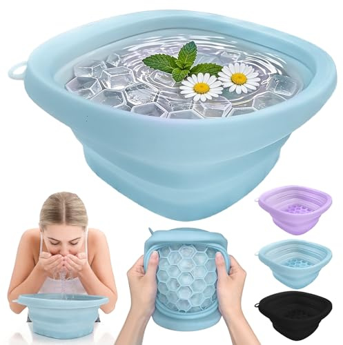 panemy Ciotola in Silicone,Face Ice Bath Bowl,Quick Cooling Wash Basin,Per i Viaggi e per l'Uso Domestico, Riduce il Gonfiore e Lenisce la Pelle, Senza BPA e Inodore (Blu)