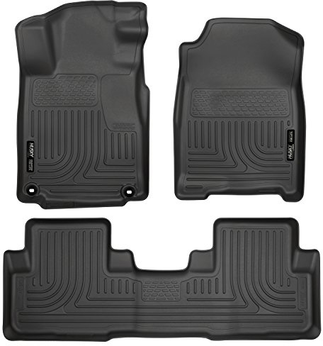Husky Liners Weatherbeater Floor Mats | Fits 2012-2014 Honda CR-V | Front & 2nd Row, 3-pc Black - 98451