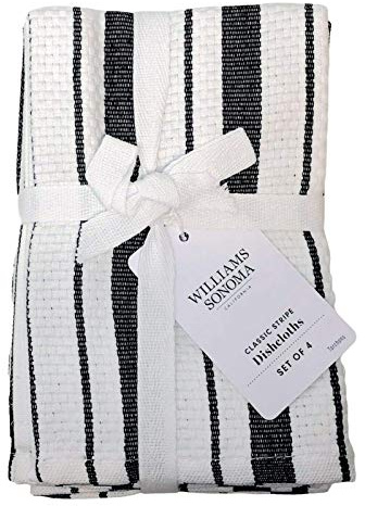 Williams-Sonoma Classic Striped Dishcloths, Dishrags, Jet Black (Set of 4)