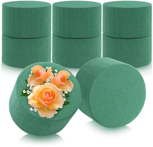 com-four® 8X Steckmasse für Blumengestecke in Zylinderform Ø 8 cm x 5 cm - Steckschaum für Frischblumen - Steckschwamm zum Basteln für Hochzeit, Ostern und Geburtstag