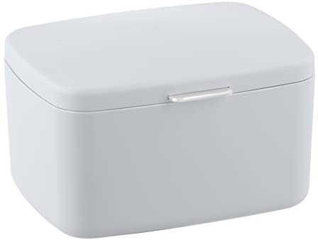 WENKO Caja de baño con tapa Barcelona blanco - Cesta de almacenaje, cesta para el baño con tapa, absolutamente irrompible Capacidad: 2.479 l, Plástico (TPE), 19.5 x 11 x 16 cm, Blanco