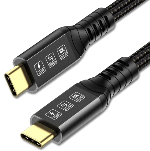 ConnBull Thunderbolt 4 Kabel 2m, USB C Thunderbolt Kabel Übertragungsrate 40Gbps/ 8K@60Hz Display/ 100W Ladung für iPhone 15 Pro/Max Macbook Air/Pro M1 M2, Mac Studio, Studio Display usw