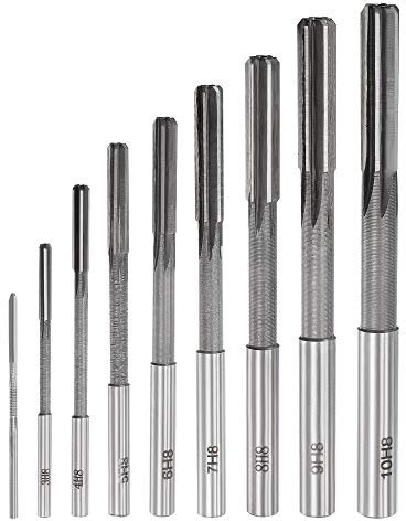 sourcing map Chucking Reamer Set Lathe Machine Reamer Straight Flute Milling Cutter High Speed Steel H8 Tolerance (2mm 3mm 4mm 5mm 6mm 7mm 8mm 9mm 10mm) 9pcs