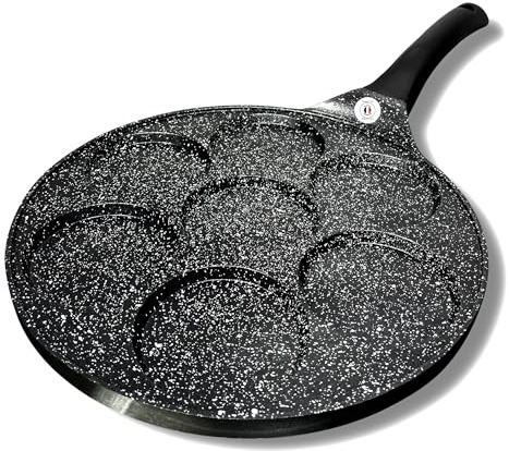 Cflagrant® France Poêle à Pancakes 26cm Façon Pierre Tous Feux Dont Induction sans PFOA Cuisson sans Matière Grasse Revêtement Antiadhésif (Sans Emoji)
