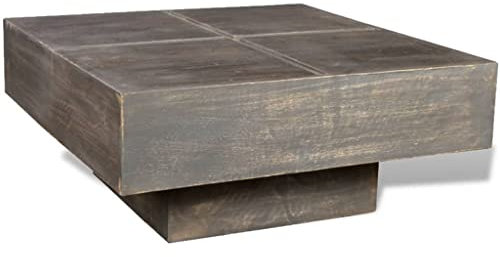 INLIFE Couchtisch Dunkelbraun Quadratisch Massivholz Mango