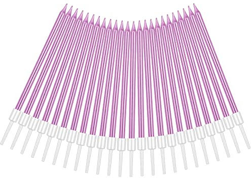 URAQT Geburtstagskerzen Kuchen, 24 Stück Lange Geburtstagskerzen mit Haltern für Kinder & Erwachsene, Dekorative Geburtstagstorte, Hochzeitsparty, Abschlussfeier (Rosa)