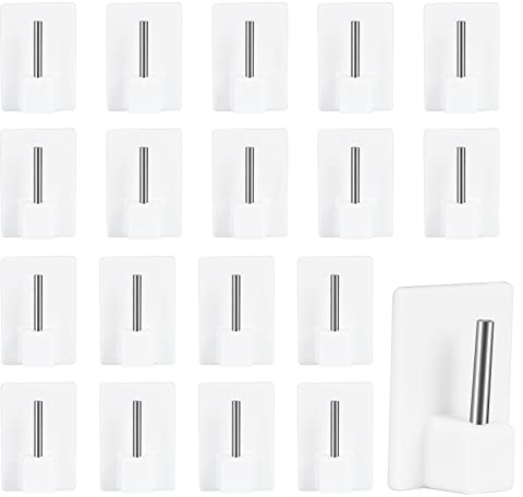 KOSHIFU 20 Pezzi Ganci Adesivi per Tende Tendine Ganci Decorativi per Finestra Gancio Autoadesivo per Bastone Supporto Adesivo per Bacchette per Tendine Autoadesivi Senza Trapano Uso Domestico