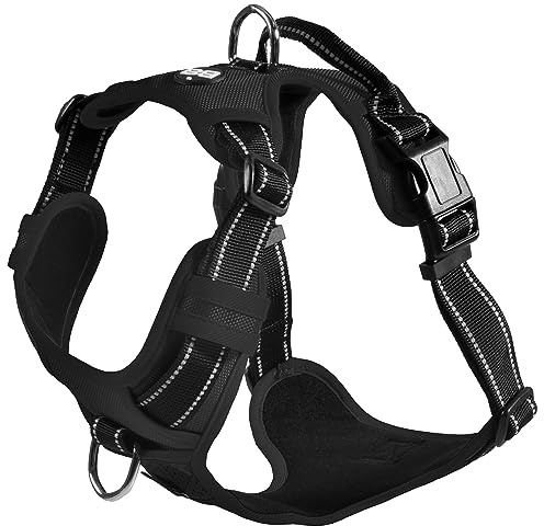 Bobby Rando Walk - Harnais pour Chien, en Nylon Moyen Petit Grand, Sûr, Confortable, Réfléchissant, Réglable, Noir, M/40-63x2 CM