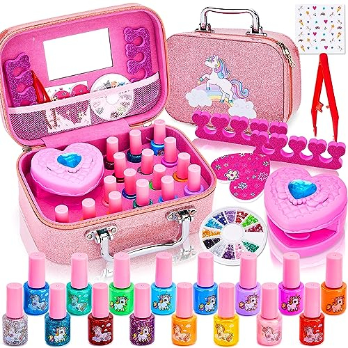 Lubibi Nagellack Set für Kinder,Ungiftiger, Einfach Abziehen und Schnell Trockener Nagellack auf Wasserbasis, Nageldesign Mädchen Geschenk Set,Nagelstudio Spiele,Geburtstagsgeschenk Mädchen 3+