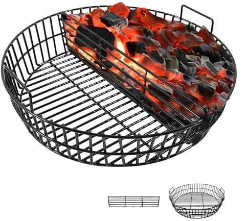 KAMaster XLarge Kohlekorb Feuerschale für XLarge Big Green Egg, robuster Porzellan-Stahl-Aschekorb mit Griff, großes grünes Eiergrill-Zubehör, Grillklumpen (passend für XL)