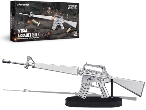 Piececool Metal Puzzle 3D Rifle de Asalto M16A1, Maquetas para Construir Adultos, Puzzles 3D Maquetas para Montar, Acero Inoxidable Maqueta Metal, Regalo Cumpleaños, Recuerdos, Colección, 186 Piezas