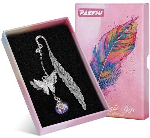 Lesezeichen Geschenk, Lesezeichen Metall Bookmark mit Schmetterling-Geschenk für Leseratten zum Lesen Lehrer Schüler Abschlussgeschenke hübsches Lesezeichen- Lila Anhänger