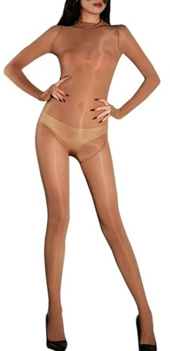 RUIBAVYA Donna Bodystocking Lingerie Sexy Oleosa Collant Nylon Catsuit Collant Aperti Al Cavallo