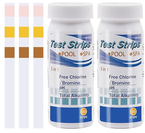 100pcs Water Hot Tub Test Strips, 3 In 1 Ph Test Strips Set For Rapid Measurement Of Residual Chlorine In Water Ph Total Hardness Alkalinity For Tubs Free Bromine Ttorage Testing Kit Accessories (100)