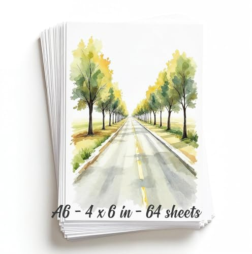 64 ark akvarellpapper – A6 10 x 15 cm – akvarellpapper 140 lb/300 gsm – 100 % bomullsmassa – konsttillbehör för barn och vuxna – för målning, konstnärsskiss, staffli, lös ritning