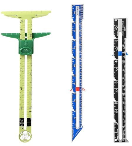 3pcs Sewing Ruler Set, Multi Function Measuring Tape with Sliding Scale and 5 in 1 T Shaped Patchwork Sewing Rulers and Guides, Suitable for Knitting Handicrafts Quilting and DIY Projects