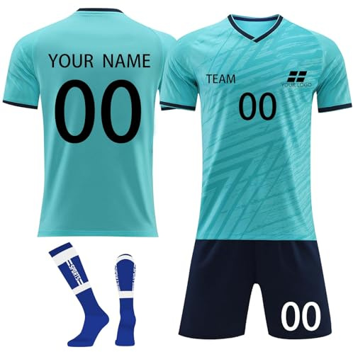 3-piece set Personalised Soccer Football Kits Custom your Name Number Team Logo Training casual competition team uniform Football Shirt Socks and Shorts for Fans Men Women