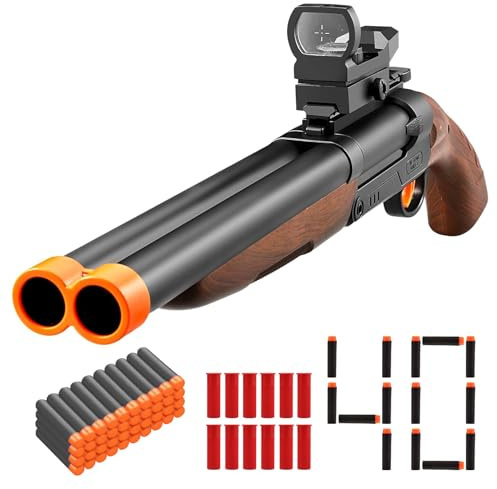 Double Barrel Toy Foam Blaster with Suction Darts and Catridge, 2 in 1 Foam Dart Blaster with Suction Darts and Catridge