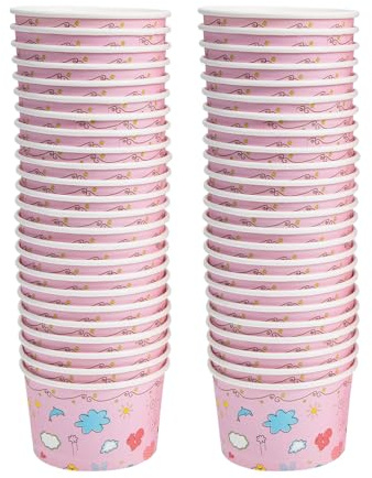 WATIIFUFU Ciotole di Carta per Gelato Usa e Getta 50 Pezzi Contenitori per Dessert e Yogurt Coppe da Dessert Resistenti e Adatte per Feste Caffetterie e Uso Domestico