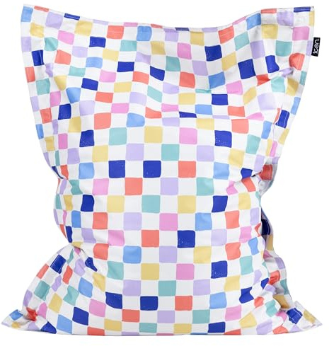 Bean Bag Bazaar Large Outdoor Kids Bean Bag with Filling Included, Checked