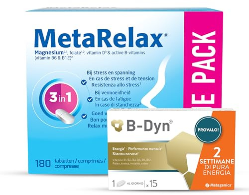 Metagenics MetaRelax - In Situazioni di Stress, Stanchezza e Tensione Muscolare - 180 Cpr. + in OMAGGIO B-Dyn 15 cpr. vitamine B attive per ricaricarti al 100%