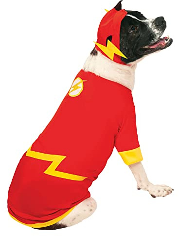 Rubies mens Official s DC Comic Flash Pet Dog Costume Super Hero Gift Size Large, Red/Yellow, L UK Halloween Halloween