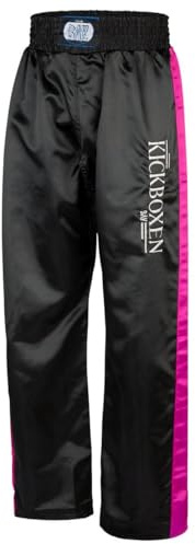 BAY Edel Stick Kickboxhose Schwarz/Pink für Kinder und Erwachsene 4XS