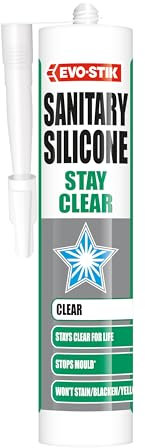 EVO-STIK Sanitary Silicone Stay Clear - 290ml - Premium Sanitary Sealant - Stops Mould -Stays Clear for Life