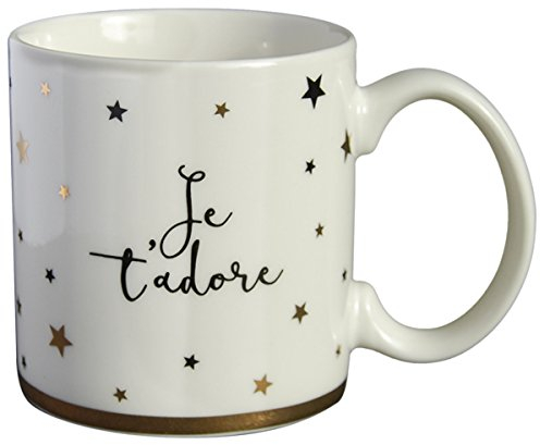 DRAEGER PARIS | Mug Black & Gold porcelaine fine Je t'adore | Idée Cadeau collègue, amie, copine, amitié | Tasse à thé, tasse à café avec Coffret Cadeau