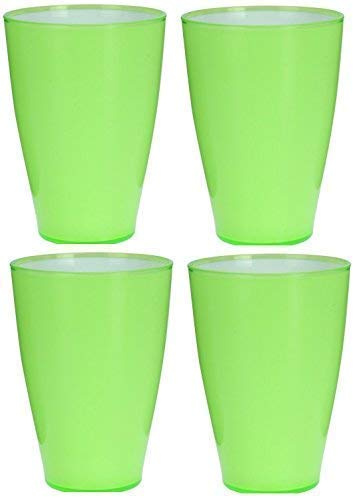Set de 4 Couleur Lumineuse Plastique Gobelets Tasses Gobelets Empilés - Vert