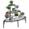 unho Blumentreppe Ecke, Pflanzentreppe mit 3 Ablagen, Metall Blumenregal Pflanzenregal für Ecke Balkon Garten Deko,77×58cm