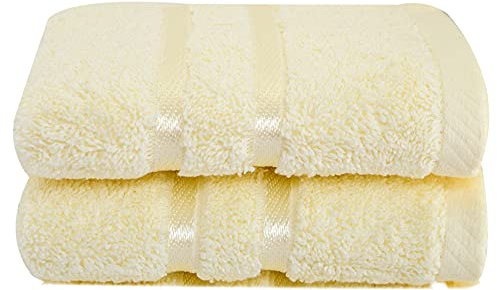 Towelogy® 600GSM Cotton Washcloths Multipack Quick Dry Flannels Face Towels Hotel Spa Bathroom Make Up Remover Cloths 30x30cm (Cream, Pack Of 2)