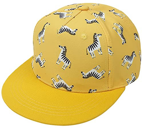 Malaxlx Zebra Gelb Baby Baseball Cap Sonnenhut UV Schutz Sommerhut Verstellbar Kinder Snapback Cap Baseballkappe Schirmmütze für 4-8 Jahren Mädchen Jungen