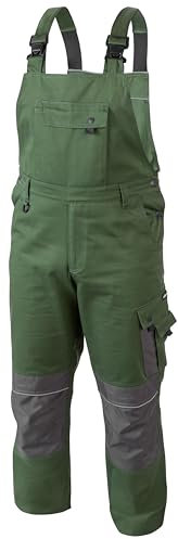 HÖGERT TECHNIK RUWER XL Herren Arbeitshose Latzhose Grün – robuste Arbeitsoverall mit Trägern, 250g/m², 60% Baumwolle, 8 Taschen, Kniepolstertaschen