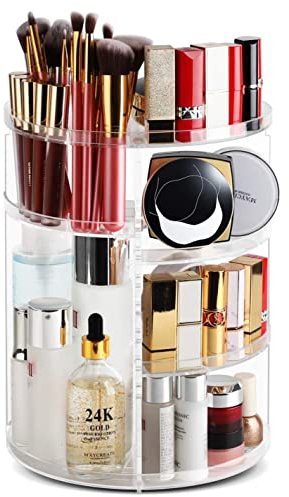 YIHAOBOX 360 ° drehbarer Make up Kosmetik Schönheits Organizer, Makeup Aufbewahrungs Kosmetikbox für Kommode, Schlafzimmer, Badezimmer, transparenter Organizer